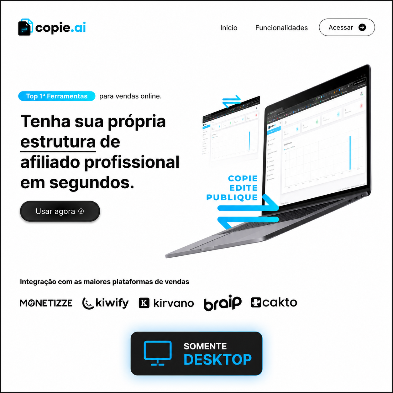 Landing page Copie AI — ia · lançamento