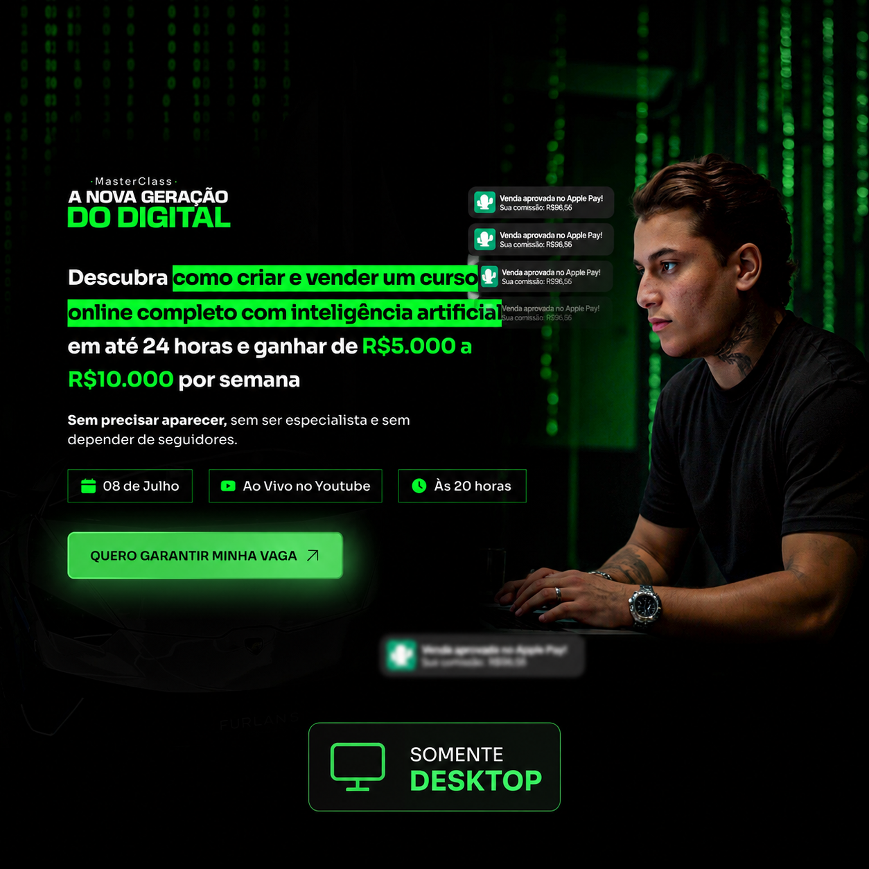Landing page Master Class — evento · inscrição